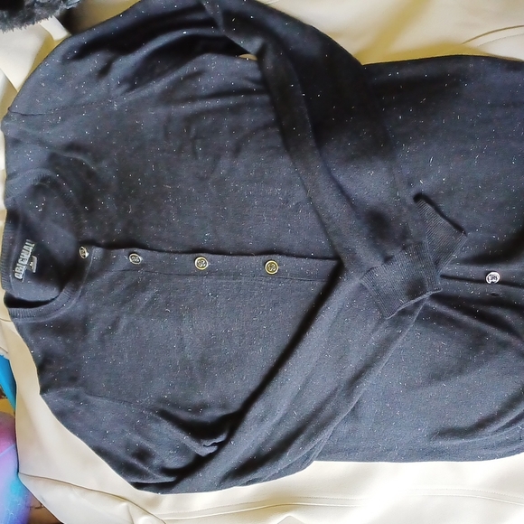 Nicole Miller Black Silver Sparkle Cardigan Med - Picture 1 of 6